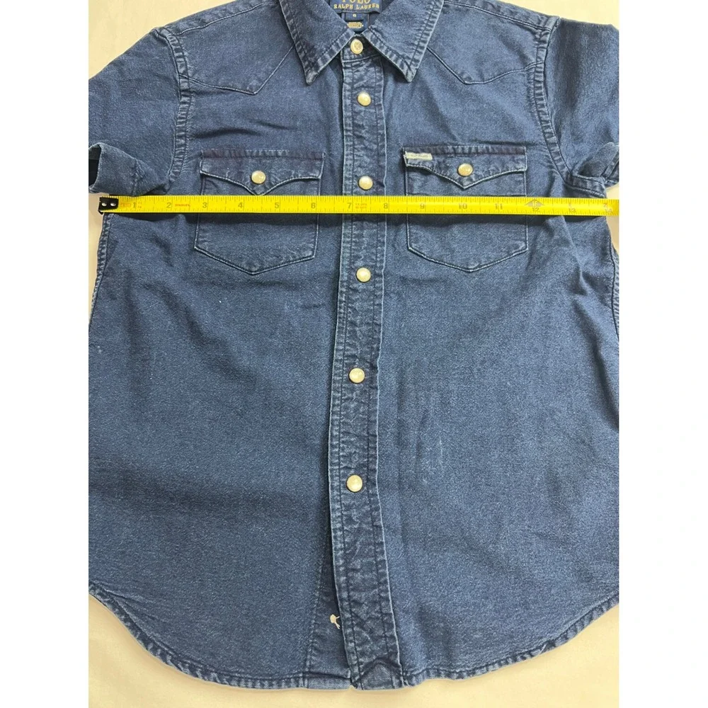 Polo Ralph‎ Lauren Western Denim Shirt Kids 6 Blue Short Sleeve Pearl Snap PA51